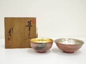 京焼　寿峰造　赤楽嶋台茶碗（共箱）